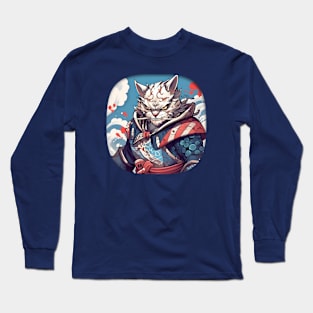 Japanese Cat Samurai Warrior Long Sleeve T-Shirt